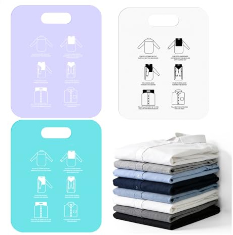Faltbrett für Kleidung, 3 Stück, 30,5 × 25 cm, Weiß,Cyan,Violett | Wäschefalter Faltbrett,Hochauflösender Druck,Abgerundete Ecken,T-Shirt Organizer