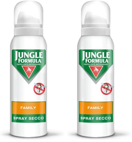 Jungle Formula Family Repellente per zanzare e insetti Spray secco - Fino a 6 ore di protezione contro zanzare, zanzara tigre - Per l'uso in casa, all'aria aperta e per viaggi a corto raggio- 125 ml