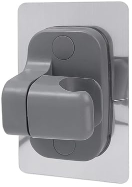 Duschmunstyckehållare, justerbar duschställ sugkoppstyp stansfri handhållen konsol duschmunstyckehållare väggmonterad badrumsmunstycke fast bas (grå)(Grey)