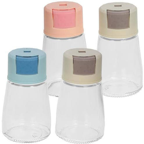 HYTROVE Set 4 Barattoli Dosatori per Spezie in Vetro Dosaggio Sale 0,5g, Design Facile da Impugnare, per Sala da Pranzo e Ristorante Colore Casuale
