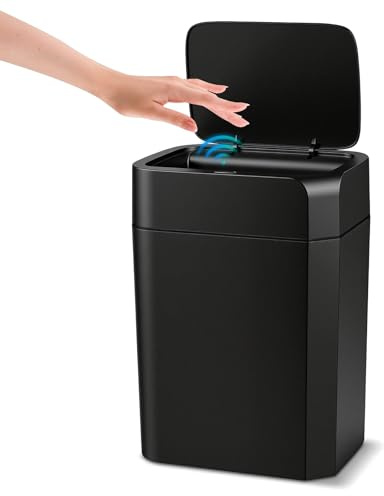 Gaethra 16L Mülleimer mit Sensor, Automatik Touchless Mülleimer mit Hand und Knie Sensor, Schnelle Reaktion, Leise, Leicht zu Reinigen,Ideal für Badezimmer, Schlafzimmer, Küchen, Wohnzimmer(Schwarz)