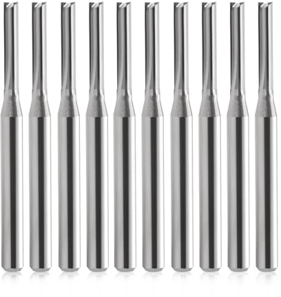 Schaftfräser,CNC fräser,fräser für oberfräse ,2 Flöten Gerade Fräser ，fräser 3.175mm 1/8schaft，2mm Schnittdurchmesser ,12mm Schnittlänge CNC Fräser für Dichteplatte, Massivholz, Sperrholz