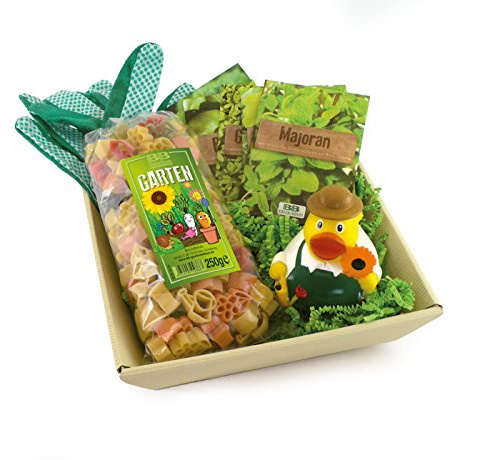 Geschenkkorb Gartenglück mit Nudeln und Badeente