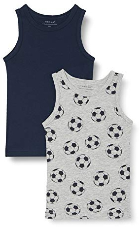Name IT Jungen NMMTANK TOP 2P Mel Football NOOS Unterhemd, Grey Melange, 86