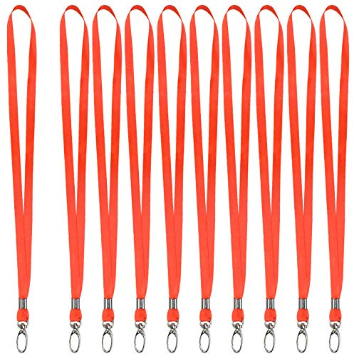 Fangehong 10 Stück Nylon Schlüsselbänder mit Swivel Schließe, Büro Schlüsselband Umhängeband Abzeichen Lanyards, Neck Strap Lanyard für Kamera Schlüssel Ausweishülle Namensschilder (Rot)