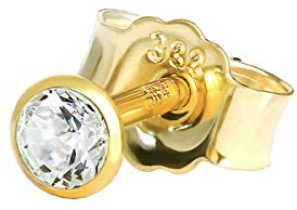 NKlaus Ohrstecker einzeln 333er Gelbgold 8 Karat Zirkonia Weiß 5mm 1 Stück