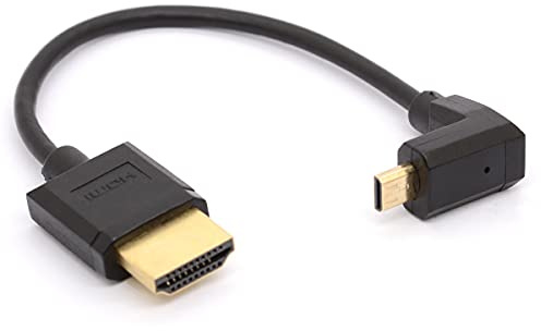 HTGuoji Câble micro HDMI coudé, adaptateur micro HDMI mâle vers HDMI mâle, convertisseur 1080p, 4K, Ultra HD, 3D, Ethernet pour appareils photo HDTV Tablet (Down)