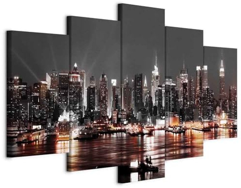 B&D XXL - Akustikbild 225x112 cm Bilder mit Akustikschaumstoff Hochleistungsschallabsorber Schallschutz Leinwandbild XXL 5 tlg Wandbild d-A-0022-b-p