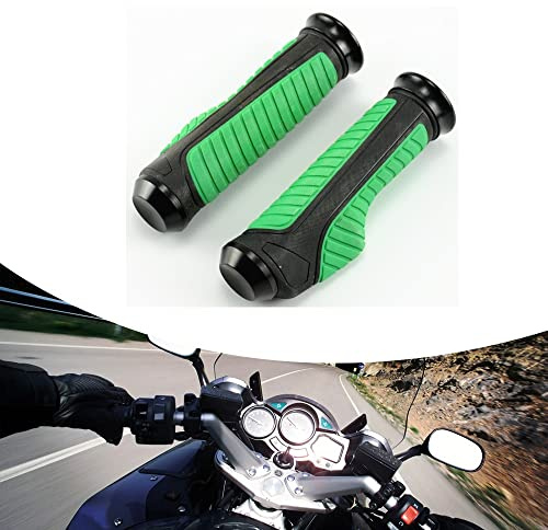 Motorrad Lenkergriffe Griffe, Gummi Moped Lenker 22mm, Anti-Rutsch Motorradgriffe, Universal Motorroller Lenkergriffe Griffe Griffgummis für Motorrad Roller Quad Cruiser Offroad (Grün)