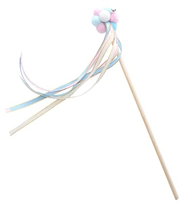 Wilitto Juguete de palo de gato Decoración de flores Aliviar el aburrimiento Interactivo Juguete de juguete para mascotas Teaser Varita con cinta Suministros para gatos Juguete Teaser para gatos
