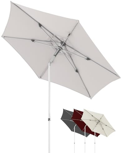 Doppler Sonnenschirm AluPro Neo Push Up Ø260cm I Sechseckiger Sonnenschirm für Balkon & Terrasse I Öffnen & Schließen durch Schiebe Mechanismus I Höhenverstellbar