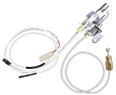 omiinitio Accenditore a gas di ricambio per scaldabagno a gas naturale, resistente alle alte temperature, spegnimento di sicurezza con isolatori in ceramica, gruppo di accensione bianco