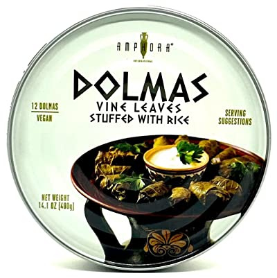 Amphora Stuffed Grape Leaves (Dolmas), 14 Ounce (Pack of 6) - Mediterranean Herbs – Super Tasty Ready to Eat Vegan Rolls - Traditional Turkish Recipe