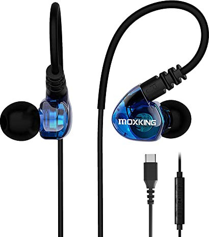 Écouteurs intra-auriculaires USB C pour course à pied, sport de type C, isolation phonique, étanches, basses améliorées, le jogging, la salle de sport