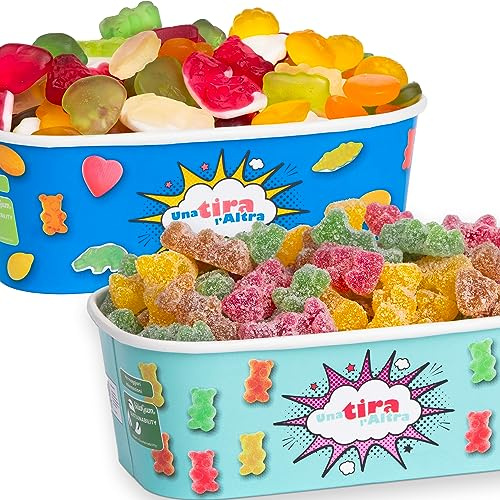 Silagum Una Tira l'Altra, Multipack 6 vaschette da 450g, Orsetti frizzanti e caramelle gommose ai succhi di frutta, Ingredienti naturali, Ideali per feste di compleanno, Made in Italy
