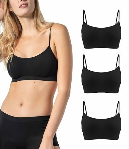 Risalti Reggiseno Senza Ferretto Spalla Stretta 3 pz - Bralette Donna in Microfibra, Brassiere Top Donna Elasticizzato, Intimo Donna, Senza Cuciture - Made in Italy
