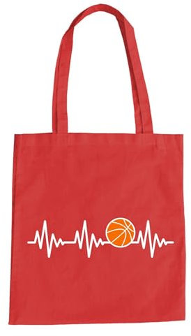 Herzschlag Basketball Baumwolltasche - EKG Dunking Korbleger Rot