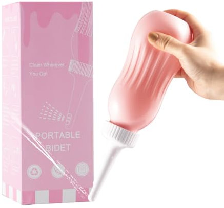 OFFO Portable Bidet Sprayer, 17OZ (500ML) Large Capacity Handheld Personal Travel Bidet Kit with Travel Bag for Toilet Self Cleaning Pink