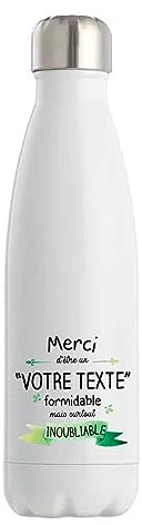 Gourde Isotherme personnalisable idée cadeau collègue Merci inoubliable homme | Bouteille 500 ml Texte à personnaliser