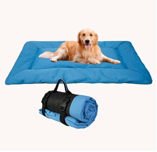 JINGTOPS Hunde Reisebett,Hundematten für Unterwegs,86 x 58 cm Tragbare Hundematte,Outdoor Hundebetten Hund Katze Mat Wärmende Decke für Outdoor Innen,Tragbare Katzenbett,Faltbar Waschbar (blau)
