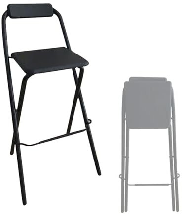 Sgabello da Bar Pieghevole Nero in Legno, Sedia da Cucina per Colazione con Poggiapiedi, Sgabello Alto Quadrato Portatile per Esterno/Campeggio/Giardino (Size : Sitting Height 70cm(27.5inch))