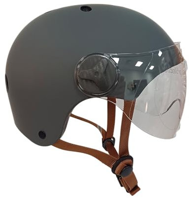 YEEP.ME – H.20 VISION – Casque Taille L/XL (57-60cm) pour vélo ou trottinette – Visière pivotante, Molette de réglage, Lanières ajustables et Intérieur détachable et lavable – Gris