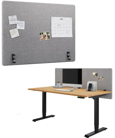 Ergotopia Akustik Trennwand Schreibtisch (120 x 80 x 2,8 cm), Verstellbarer Sichtschutz für Büro | Fokus Tischtrennwand in grau, Schallschutz Raumtrenner mit Klemmen, Schreibtisch Akustikwand