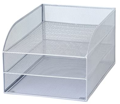 GLigeT Aktenmagazinhalter Desktop-Datei-Organizer, Metallgeflecht, Ordnerständer, Zeitschriftenständer, 3 Ebenen, Büro-Aktenaufbewahrungshalter for Zuhause, Büro, Schule, Arbeit Zeitschriftenhalter
