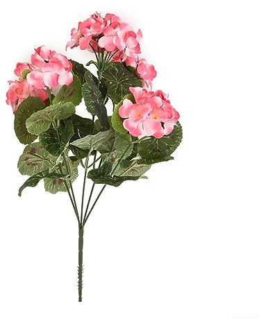 Realistische künstliche Blumen, Geranien-Rot, Rosa, Pflanze für Haus und Garten, Dekoration, Seidenstoff-Material (Rosa)