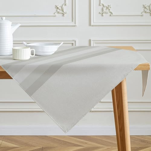 Kiatuniya Tovaglia Quadrata Strisce Beige Tavolo Centrotavola Moderna Tovaglie Copri Tavolo da Interno Elegante per Cucina Ristorante Giardino Esterno Feste 85 x 85 cm