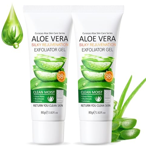 Purifying Exfoliating Gel, 2PCS Aloe Vera Face Scrub Exfoliator Peeling Gel, Gentle Face Wash, For Dark Neck, Face& Body (2PCS)