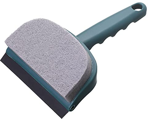 2 in 1 Double Sided Window Tool Squeegee Sponge Scrubber Scraper Brush for Shower Door Bathroom Glass Washbasin Kitchen