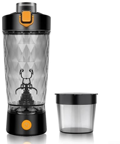 Besttoolifes Bottiglia shaker per proteine, ricaricabile tramite USB, miscelatore elettrico per frullati proteici, per frullati proteici e frullati sostitutivi per pasti (nero)