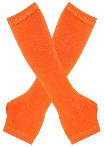 Anevous 1 Paar Damen Lange Fingerlose Handschuhe, Winter Stricken Armwärmer, Fingerlos Armstulpen Damen, Stulpen Handschuhe, Langarm Fäustlinge für Frauen Herbst Winter,Orange
