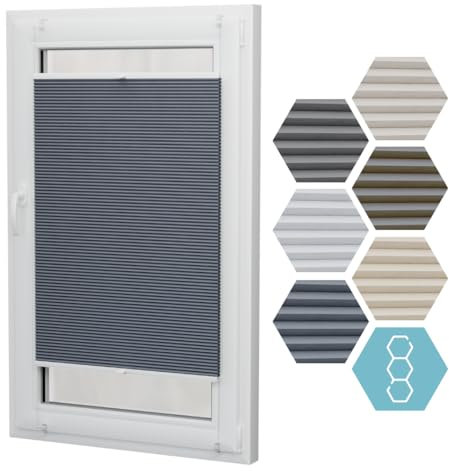 STELGE - Honeycomb Plissee ohne Bohren I auf Maß gefertigt I Breite 30-129 cm I Höhe 50-230 cm I 6 Farben Honeycomb-Stoff (Höhe von 50 cm bis 149 cm)