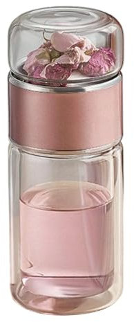 Infusifie Infusifie Infusor de té 280/350/420 ml Botella de té de vidrio de doble capa Aislante Taza de té y separación de agua Botella de té Termo Taza de té portátil de viaje con filtro de acero