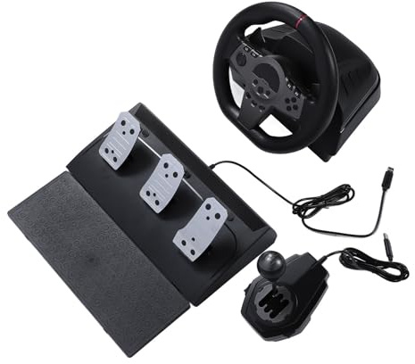Bewinner PC-Rennrad und Bodenpedale, Dynamisches LED-Feedback, 70-Grad-Rennrad, Schaltwippen, Antriebsrad für für PC