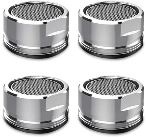 BOHUIMYI 4 Pack M24 Tap Aerators, Stainless Steel Water Flow Regulators | Polished Stainless Steel Tap Aerator Inserts with Sealing Gaskets, Water Saving Filter for Kitchen & Bathroom Sink Taps