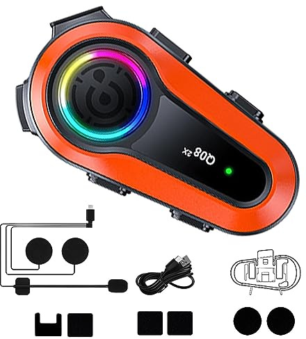 Auriculares inalámbricos para motocicleta, intercomunicador inalámbrico 5.0, para motociclistas, intercomunicador IPX6, impermeable, sistemas de comunicación manos libres inalámbricos de hasta 1000 m
