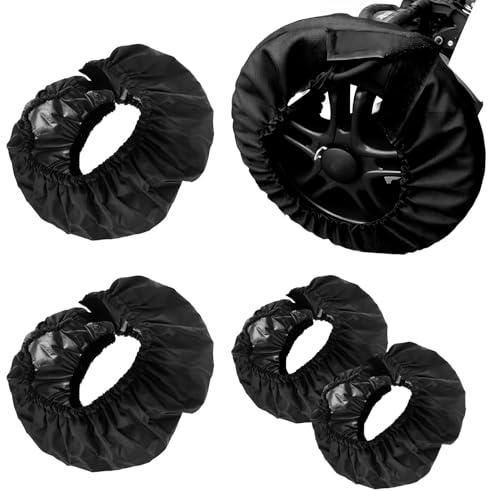 4 PCS Pram Wheel Covers, Diameters 18-20/25-36 cm Tire Protection for Buggy Pushchair Front Rear, Multifunctional Waterproof and Dustproof Stroller Accessories