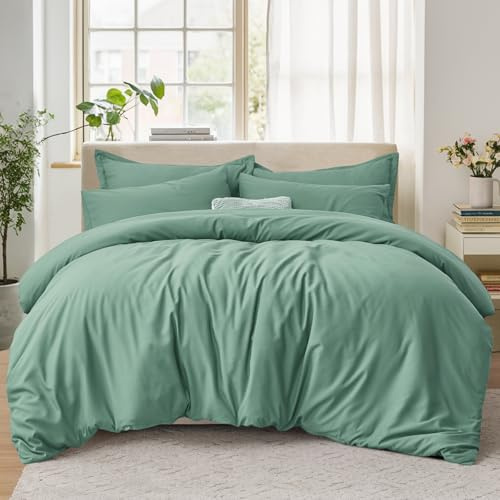 Tifschlaf Bettwäsche-Set für Super-Kingsize-Bett, Bettbezug mit 2 Kissenbezügen, ultraweich gebürstete Mikrofaser, Bettwäsche-Set mit Reißverschluss, Salbeigrün (260 x 220 cm)
