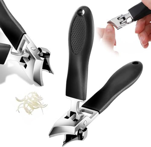 Wanmu Breite Kieferöffnung Anti-Spritz Schräger Nagelknipser, Haushalt Schräg Nagelknipser für Dicke Zehennägel, Gebogene Finger- und Zehennagelknipser, Eingewachsene Zehennagelknipser Männer Frauen
