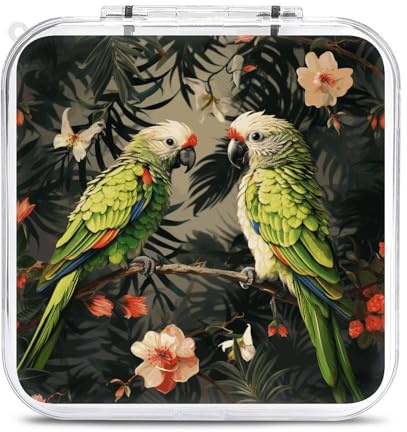 QMNBTES Coppia Pappagalli Olive Switch Game Case Switch Game Holder Custodia Cartuccia Storage 12 Giochi & 2 Slot Micro Sd Card, Custodie da Viaggio, Archiviazione di carte giochi portatili, Guscio