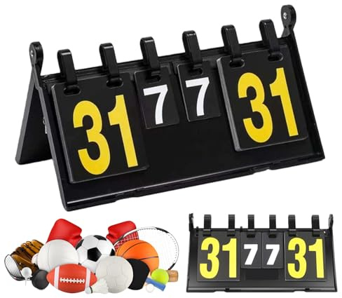 GOEDCH 4-Stellig Tragbare Klappbar Zähltafel: Multifunktional Sportwettbewerb Anzeigetafel, Anzeigetafel für Basketball, Fußball, Badminton, Baseball, Volleyball, Tischtennis Indoor Outdoor