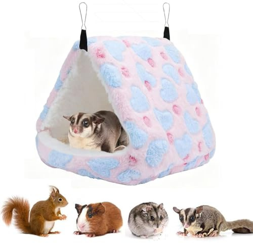 ZYYRSS Rat Hammock Soft Ferret Hideout Bed Hanging Hamster Tunnel Cave Small Animal Cage Accessories Toy for Guinea Pig Chinchilla Squirrel Sugar Glider (Pink, 24 * 23 * 25cm)
