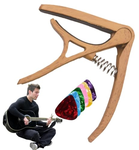 Kapodaster Für Gitarre,Akustikgitarre Kapodaster Mit 6 Plektren | Verstellbarer Tragbarer Stimmgerät-Clip Für Spielerinnen Und Spieler - Für Anfänger Und Fortgeschrittene Männer Frauen Übung