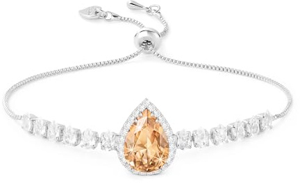 Linawe Pulsera de tenis para mujer, conjunto de brazaletes con forma de fósil, pulsera de plata con moissanita, pulsera con diamantes con piedra natal con purpurina