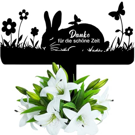 Wondramble Grabstein Kaninchen für Draußen,grabschmuck Kaninchen wetterfest,gartenstecker,gedenktafel 25cm (Kaninchen)