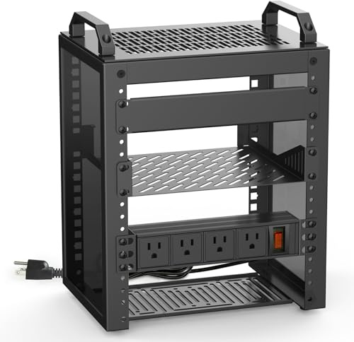 6U Network Rack Unit with Rack-Mounted PDU Power Outlets, a 10-inch Mini Server Rack, and a Depth of 7.87 inches. Suitable for IT Equipment, Networks, Servers, Audio and Video Equipment.