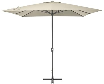 METRO Professional Marktschirm, Quadratisch, 3 x 3 m, Aluminium, Beige, Wasserabweisend, mit Kurbelmechanismus und Schutzhülle